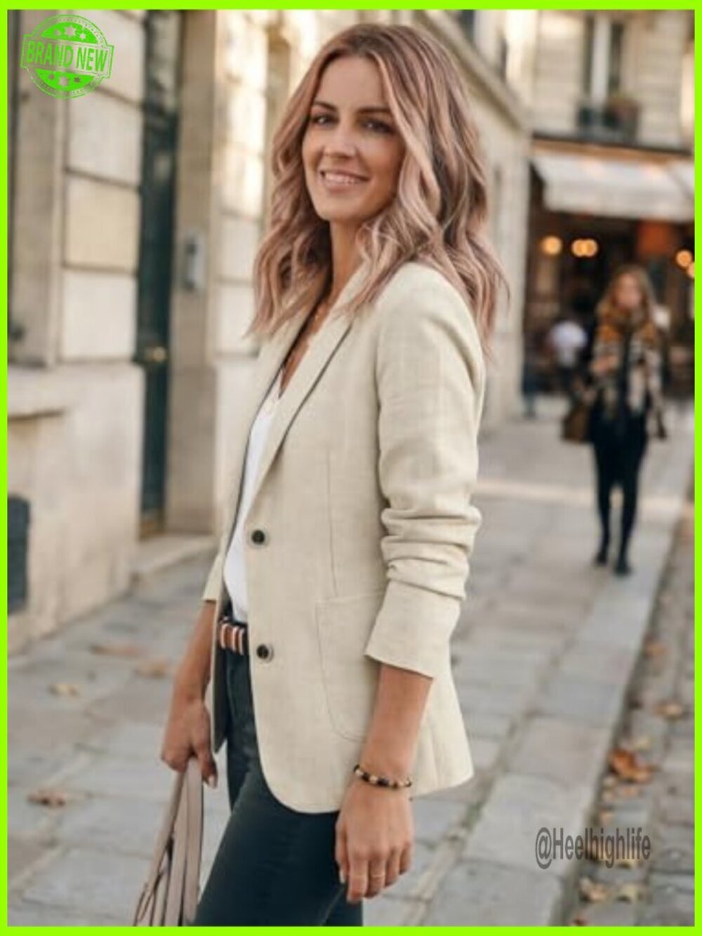 Cotton Linen Blazer Long Sleeve Casual Loose Fit Standard Size - Picture 3 of 5